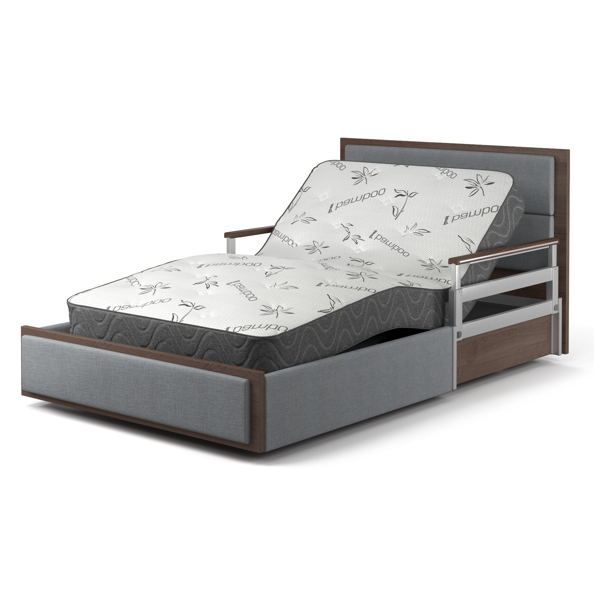 A SonderCare Aura™ Platinum Hospital Bed with a mattress on top.