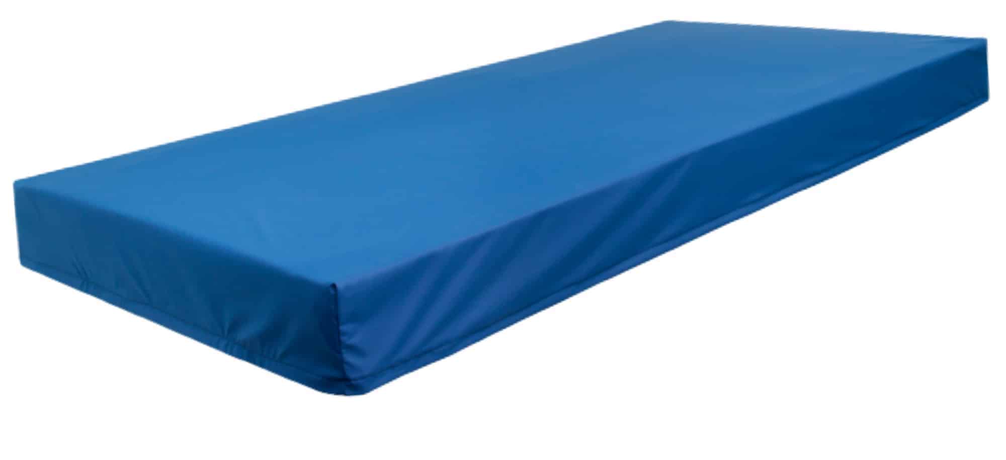 a large blue mattress on a white background.