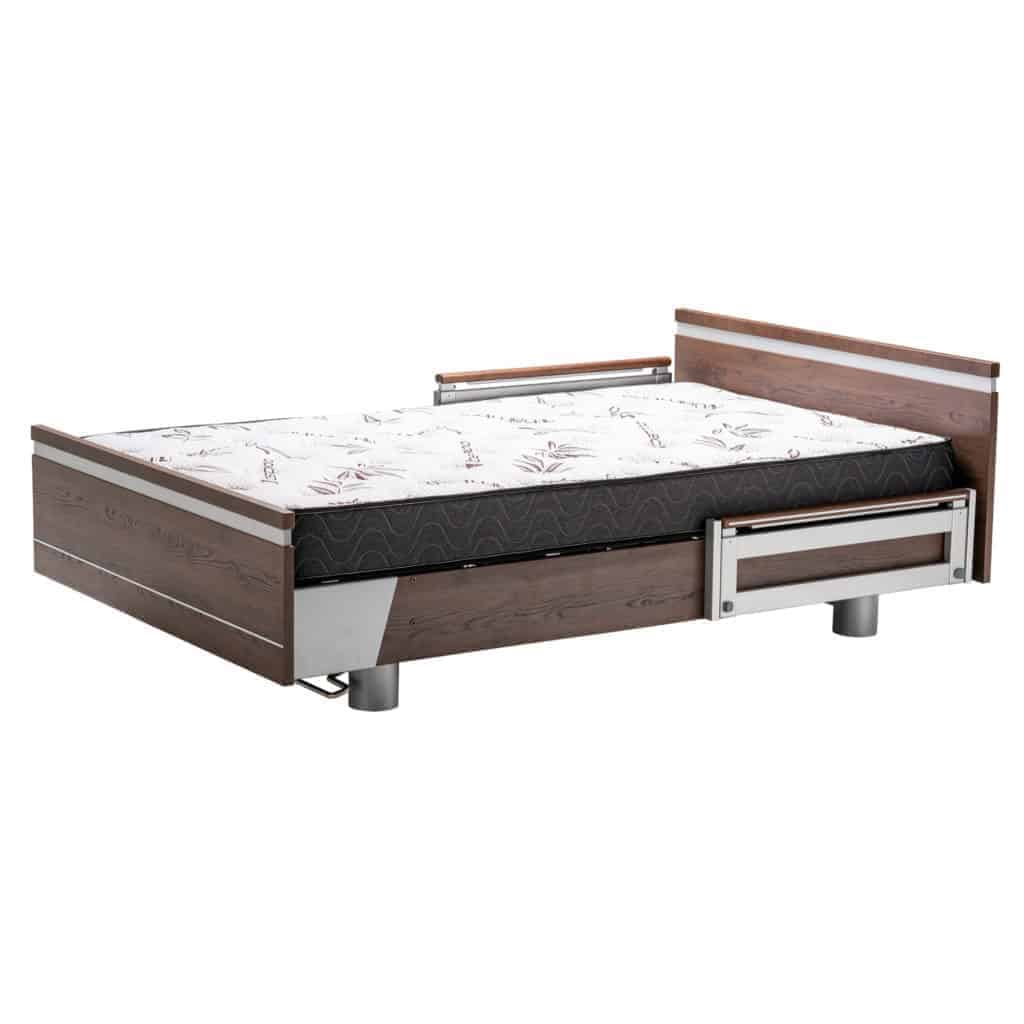 a bed with a drawer underneath it.