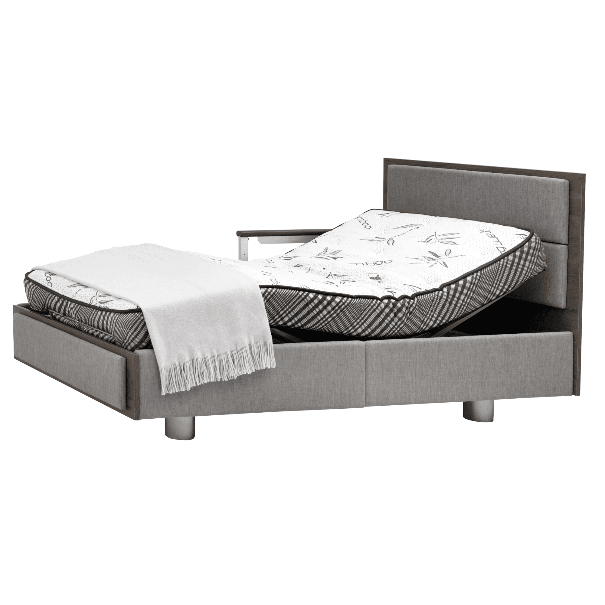 a bed with a mattress on top of it.