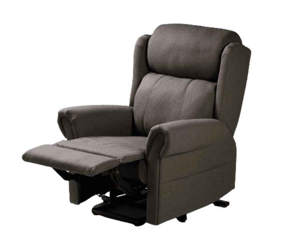 a reclining chair with a foot rest.