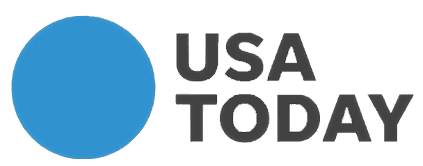 a gray and blue logo with the words usa today.