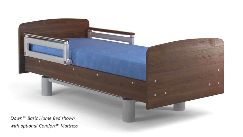 Dawn Basic Home Hospital Bed Side Shown With Comfort Mattress Product Image