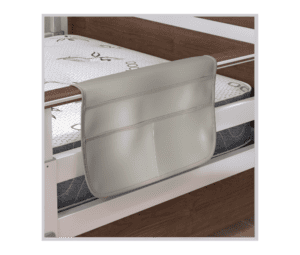 A close up of a hospital bed mattress on a bed frame.