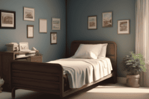 hospital bed with comfort features in a bedroom
