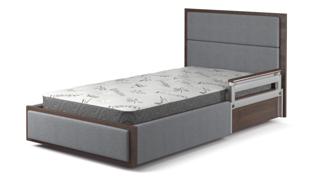A Single Product bed with APr39 mattress and drawers.