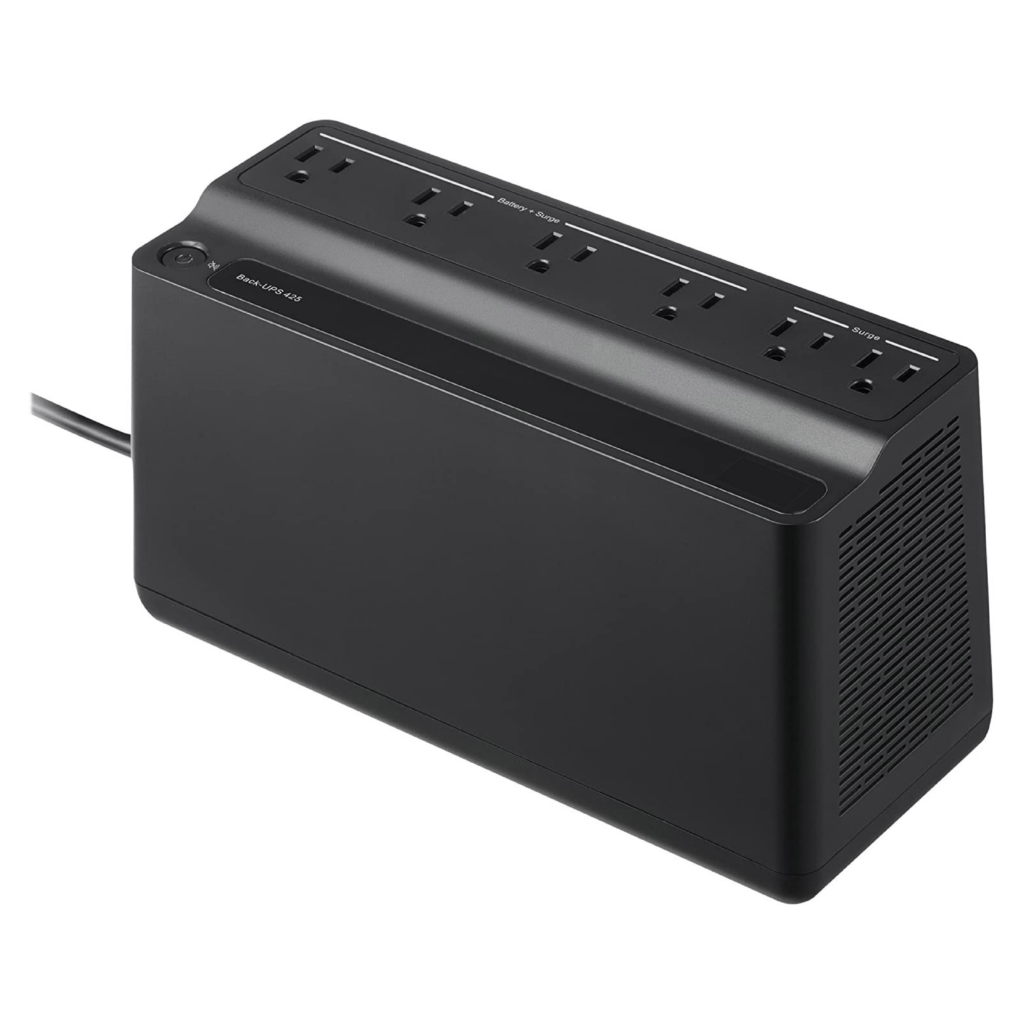 Black Elementor uninterruptible power supply (UPS) with multiple outlets.