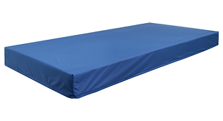 Comfort mattress in blue colour laid on a white background.