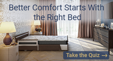 An image of bedroom with written at the top "Better comfort starts with the right bed"