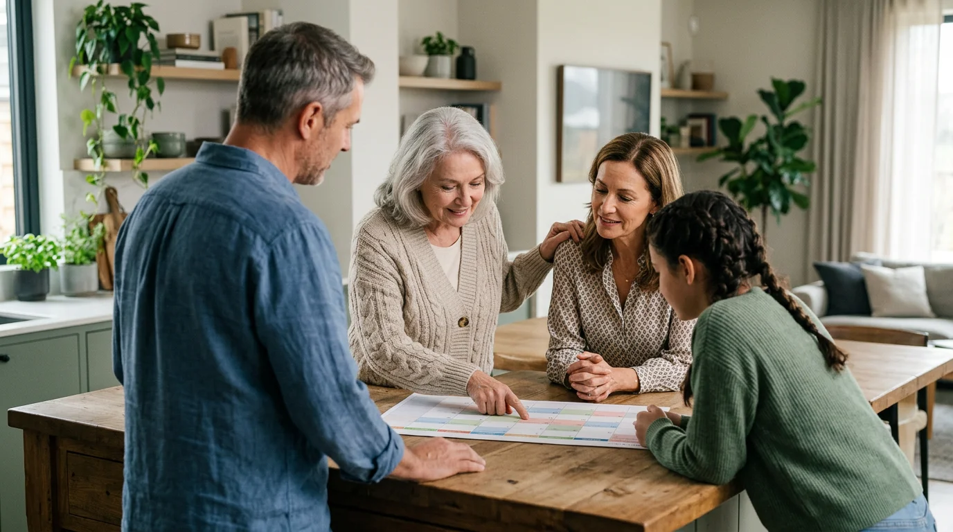 how can you organize a schedule among family members to ensure consistent support